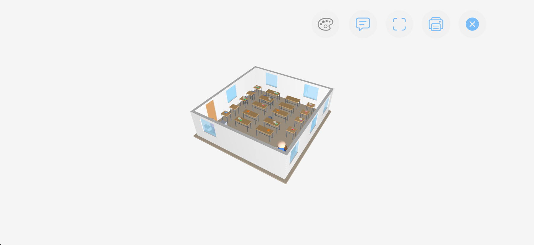 Current 3D preview of a classroom on iPhone in landscape
