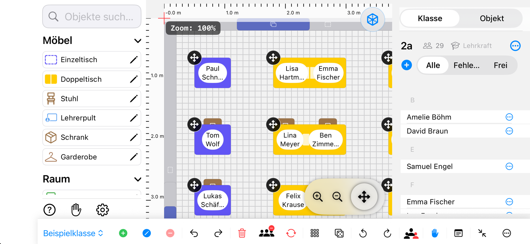 Classroom Planer 8.7 auf dem iPhone im Querformat